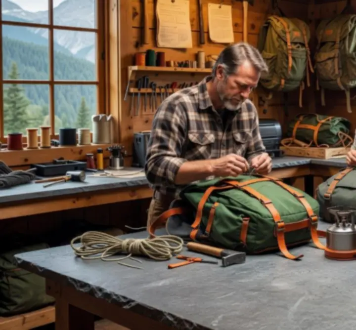 Twórcy outdooradveenture w pracowni, projektujący i testujący sprzęt outdoorowy