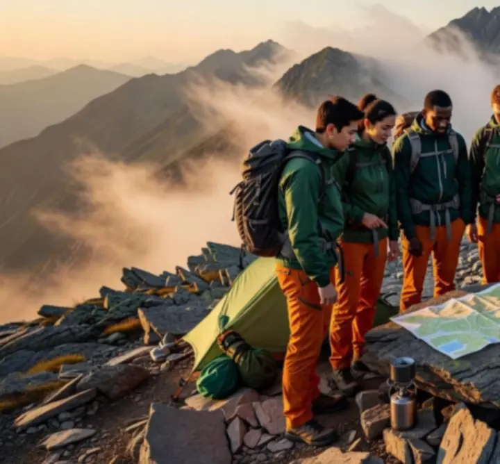 Zespół outdooradveenture podczas wyprawy górskiej, testujący sprzęt w ekstremalnych warunkach